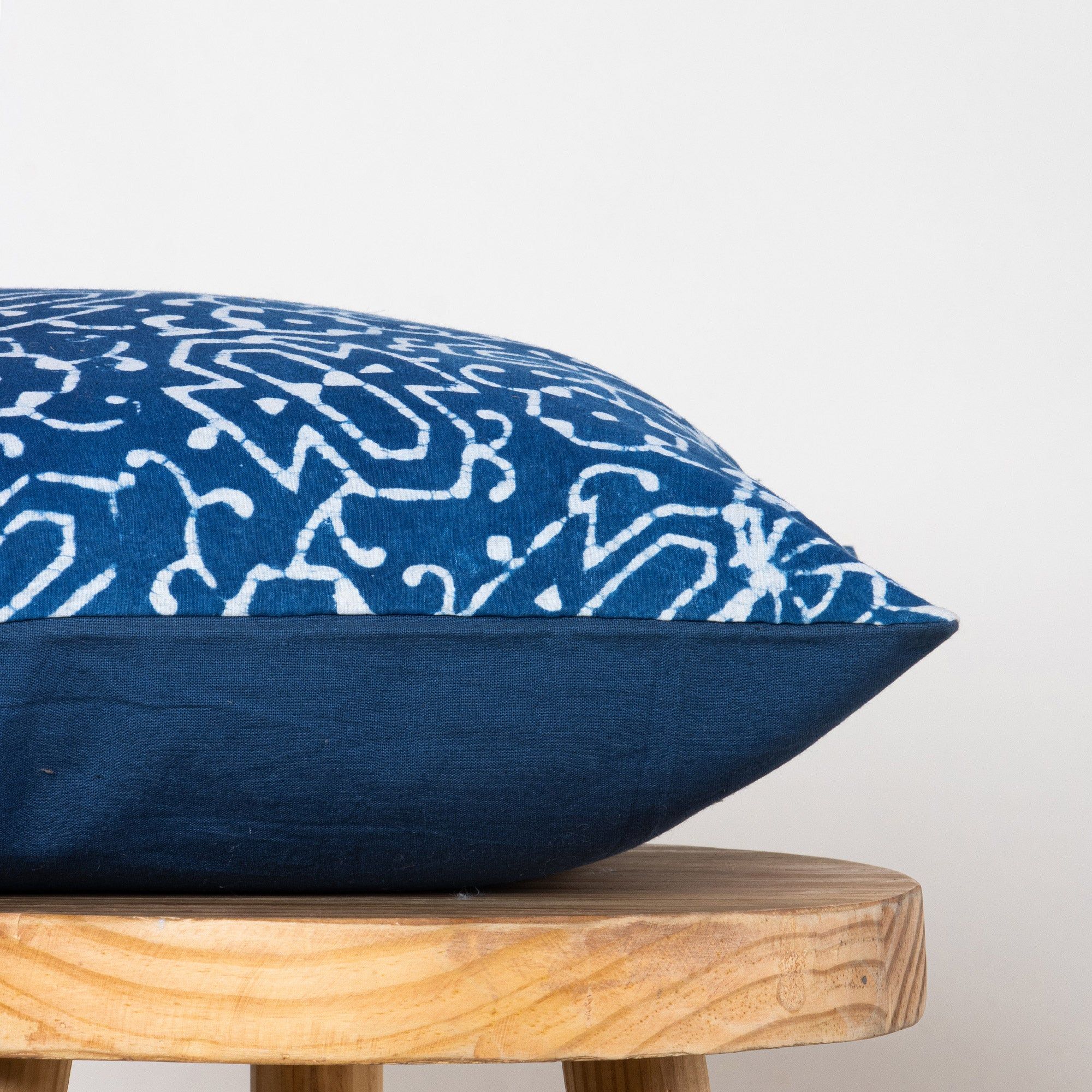 Abstract Block Blue Print Cotton Cushion Cover